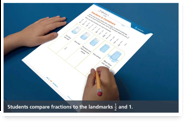 Student doing fraction containers