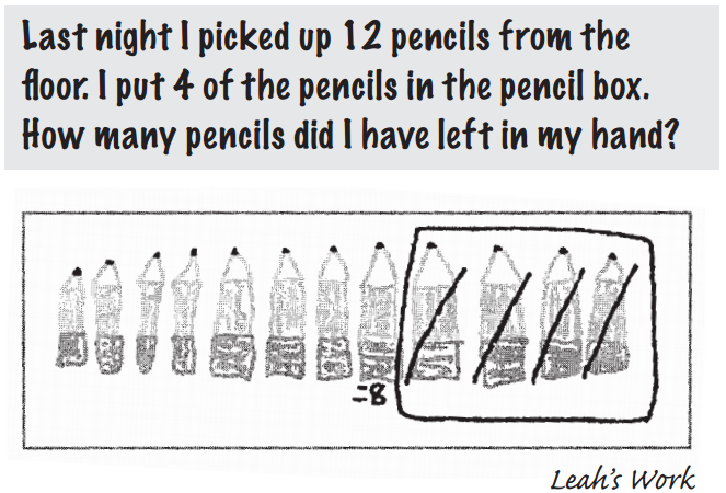 12 crayons with 4 crossed out